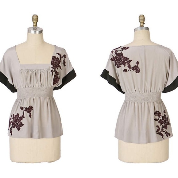 Anthropologie Tops - Anthropologie Lithe Feather Lakes Silk Blouse